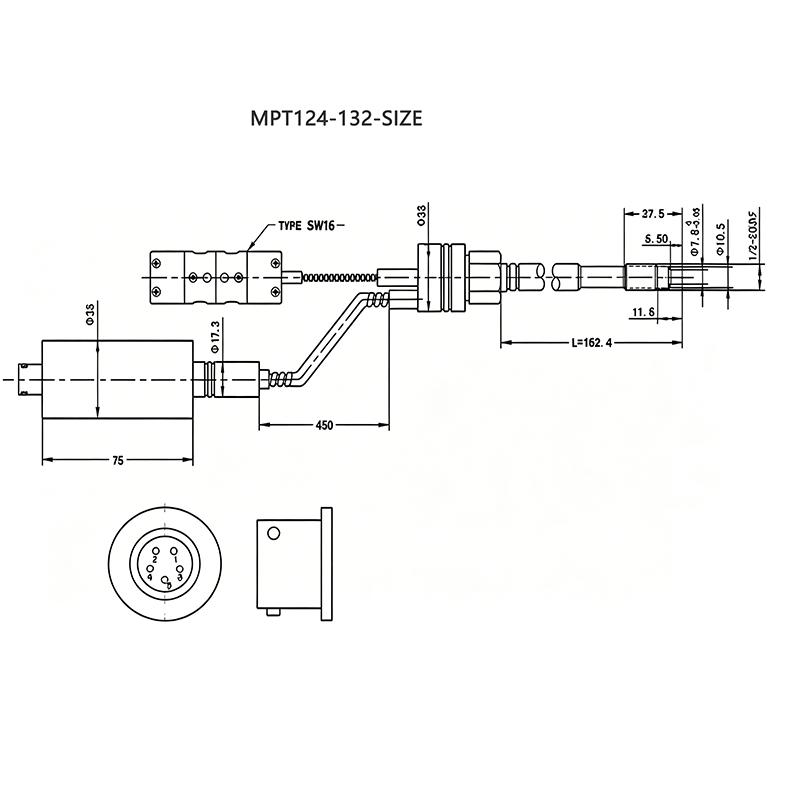 MPT124-132-温压一体 注塑机高温熔体温度压力传感器 MPT124-132-温压一体 注塑机高温熔体温度压力传感器